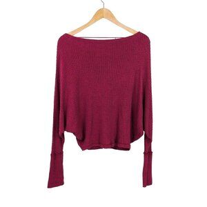 Free People Drippy Oversized Thermal Top Maroon Small